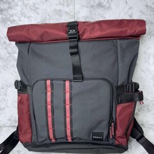 NEW Oakley Hiking‎ Tactical Utility Bag Zip Rolled Backpack Maroon Black Travel